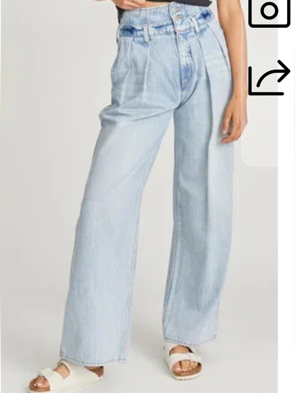 Driftwood Cora X Amsterdam High Waist Wide Leg Jeans In Light Wash size us 28